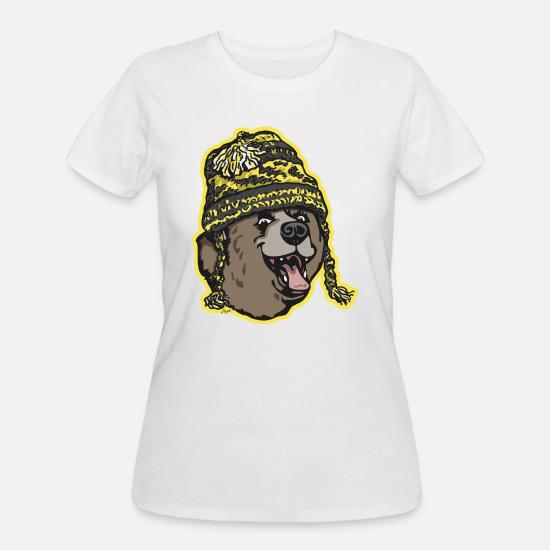 Bear Sporting Black and Gold Beanie 